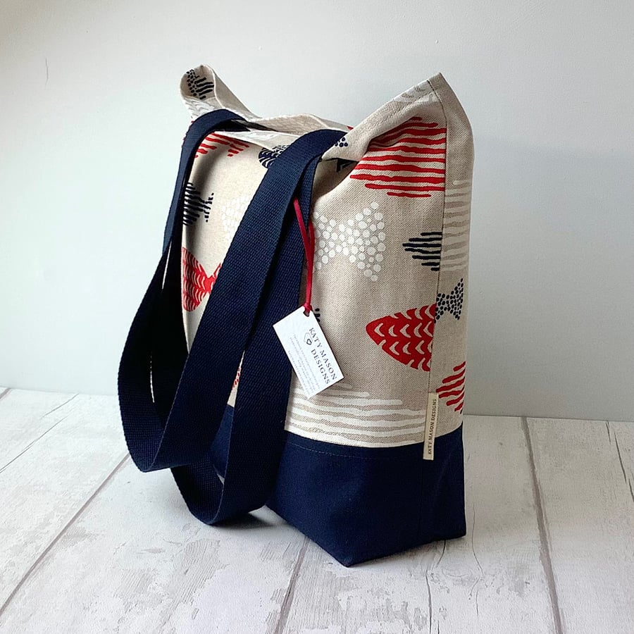 Red and Blue Fish Tote Bag