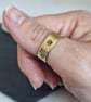 Golden handstamped flower ring in brass