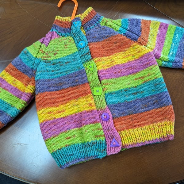 Multicoloured hand knit Cardigan  -  12 to 18 months