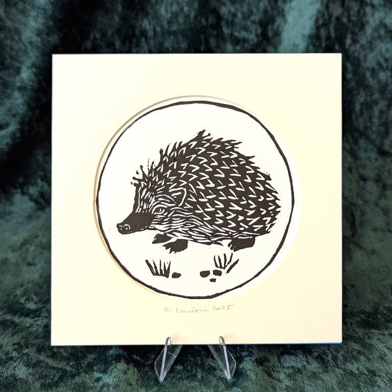 Hedgehog Linocut Print