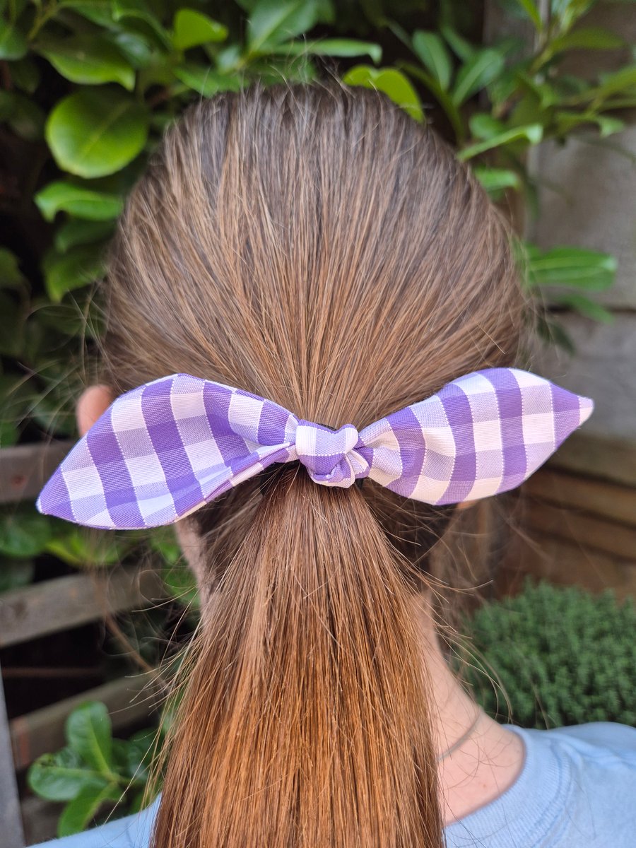 Lilac Gingham Hair Bow
