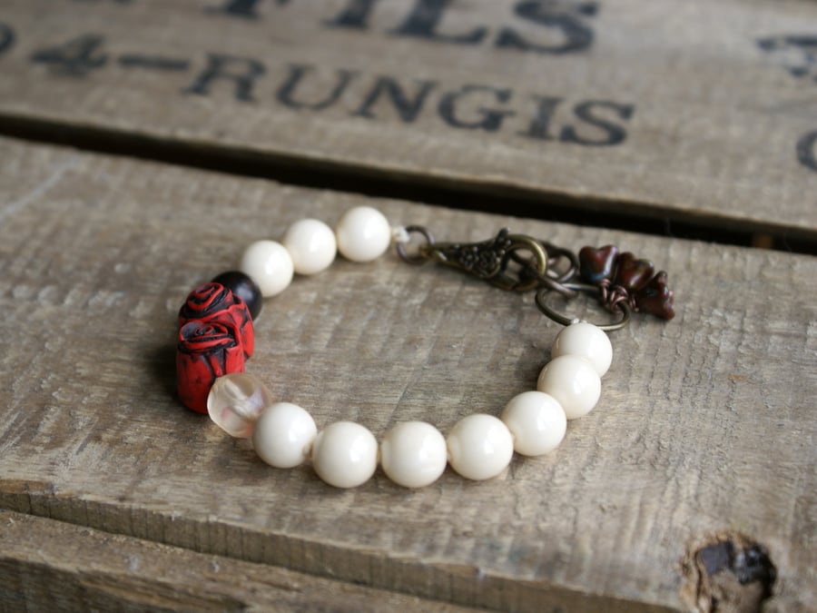 Rustic Rose Czech Glass Bracelet
