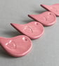 Buttons Handmade ceramic Birds set of four pink buttons