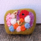 Flower garden  Needle felt brooch 