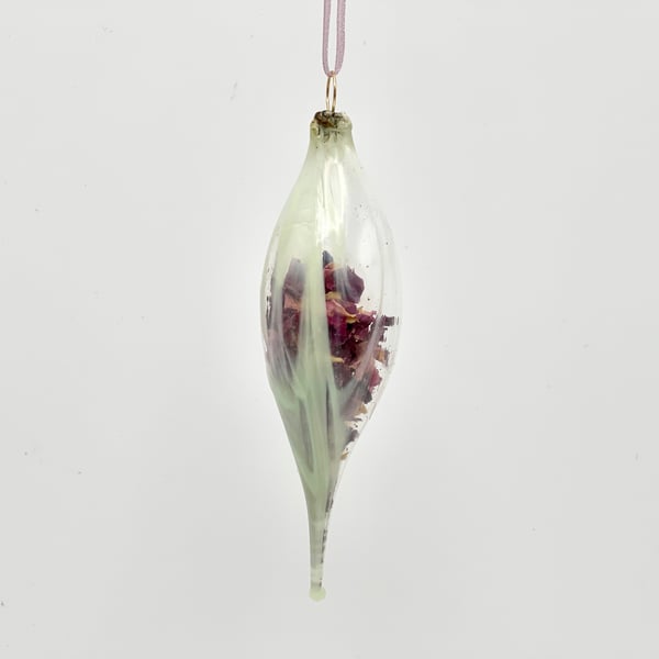 Rose Petals Blown Glass Bauble