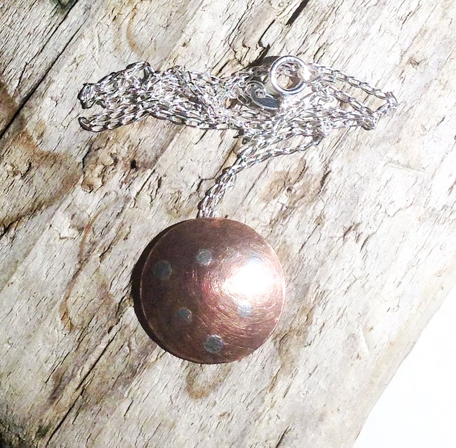  Handmade Copper and Sterling Silver Pendant Necklace - UK Free Post