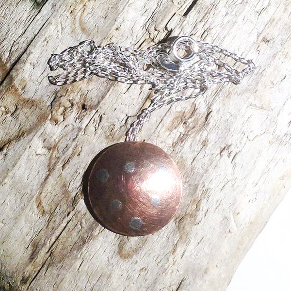  Handmade Copper and Sterling Silver Pendant Necklace - UK Free Post