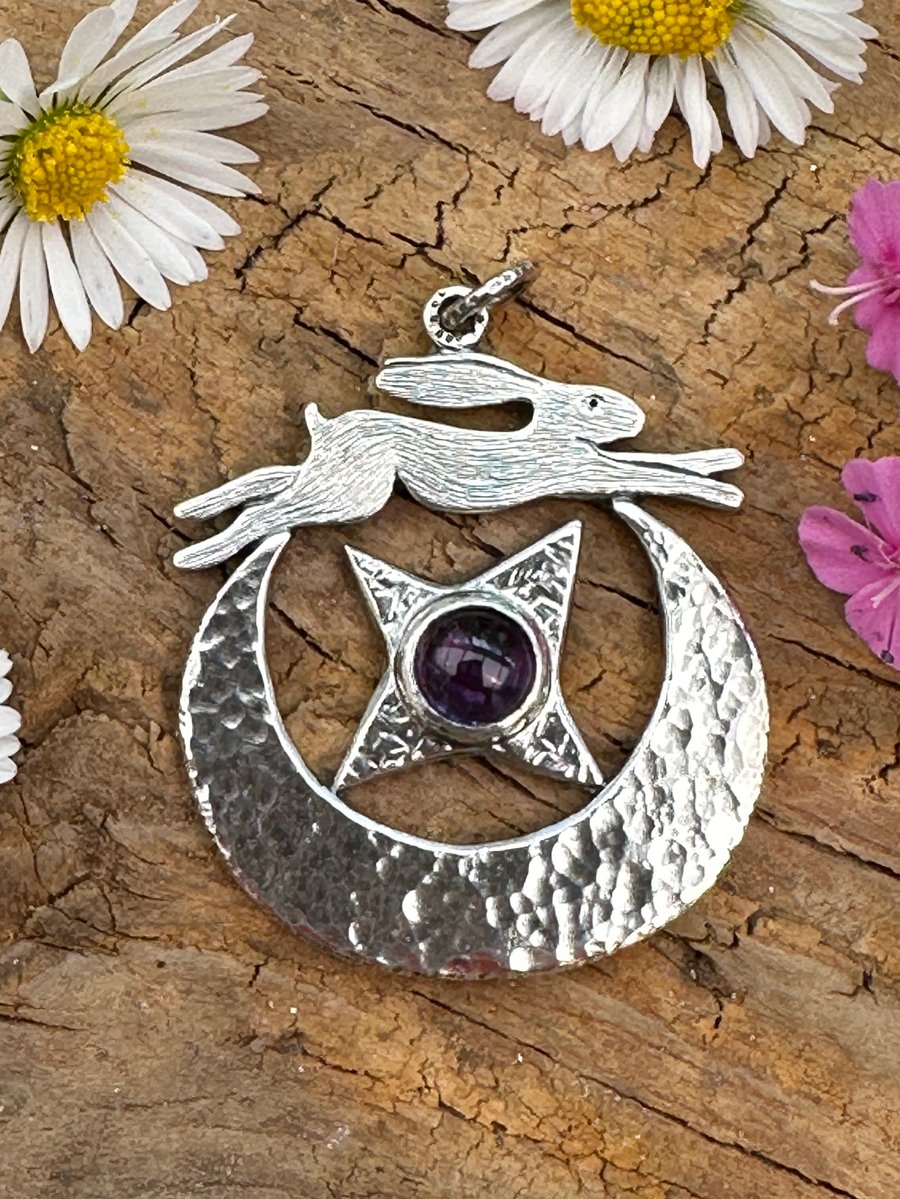 SOLD RESERVED FOR ALEX Hare and the Moon Pendant