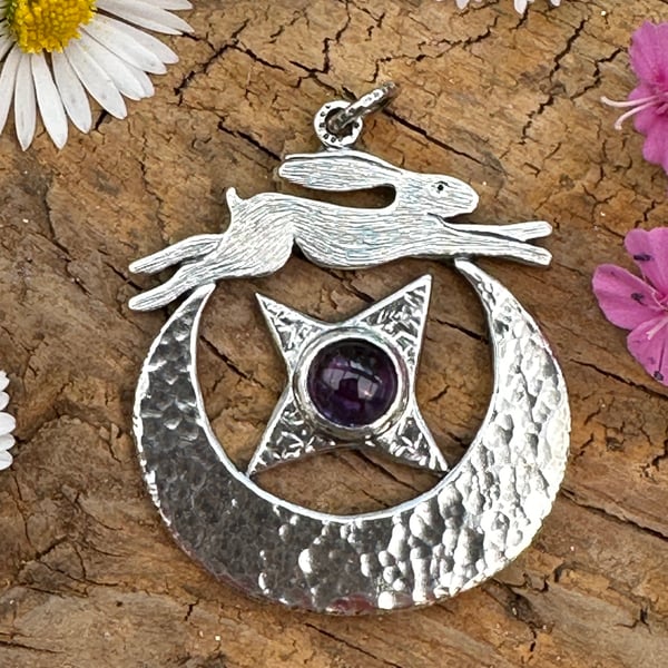 SOLD RESERVED FOR ALEX Hare and the Moon Pendant