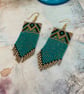 Geometric design hand woven glass beaded fringe earrings 