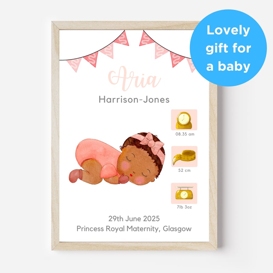 Black Asian Mixed Race Baby Girl Nursery Wall A... Folksy