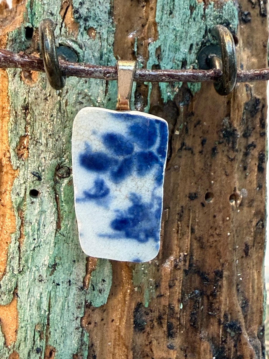 Pretty blue sea pottery pendant