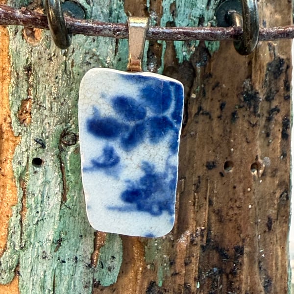 Pretty blue sea pottery pendant