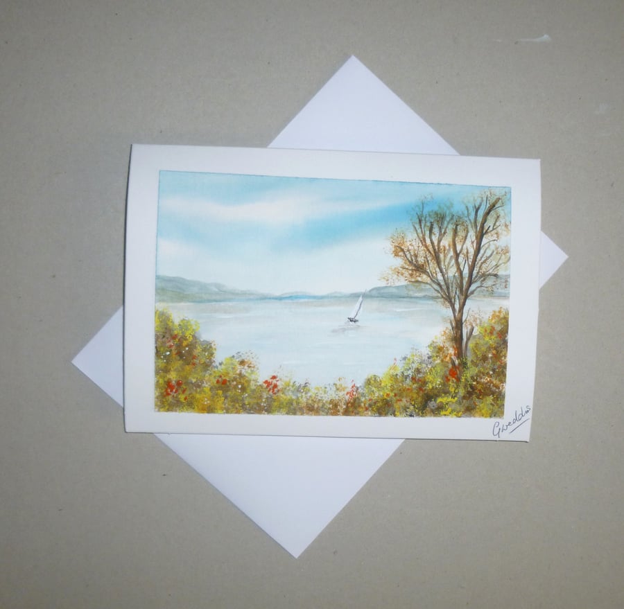 original art hand painted blank greetings card ( ref FA 321 A1 )
