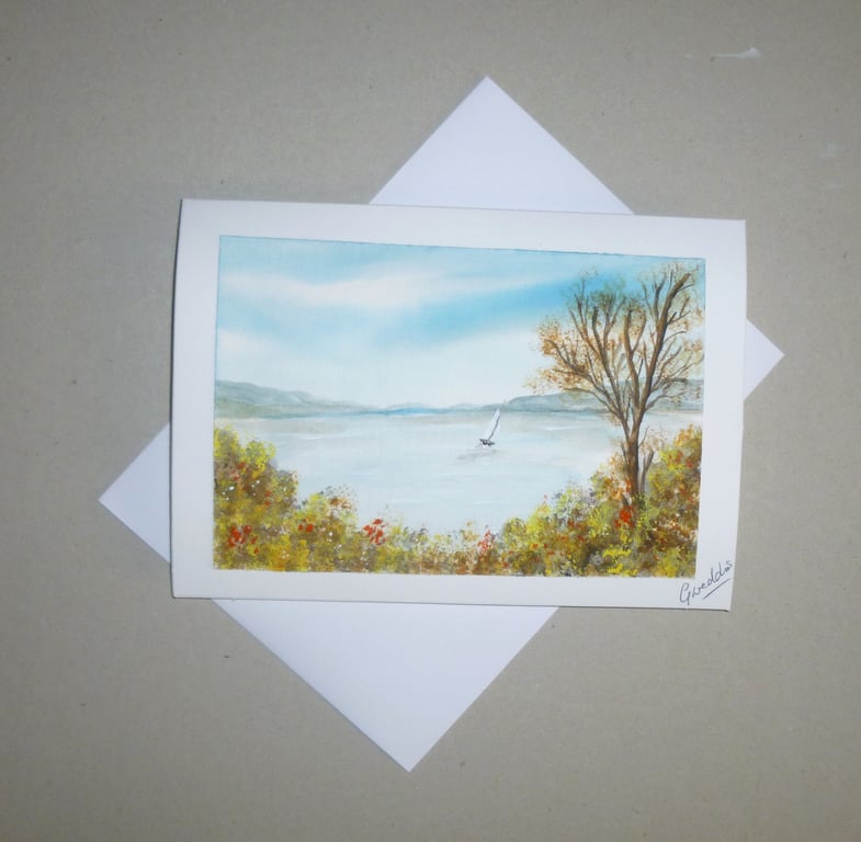 original art hand painted blank greetings card ( ref FA 321 A1 )