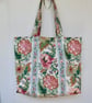 Large tote bag and coin purse matching set in vintage fabric 