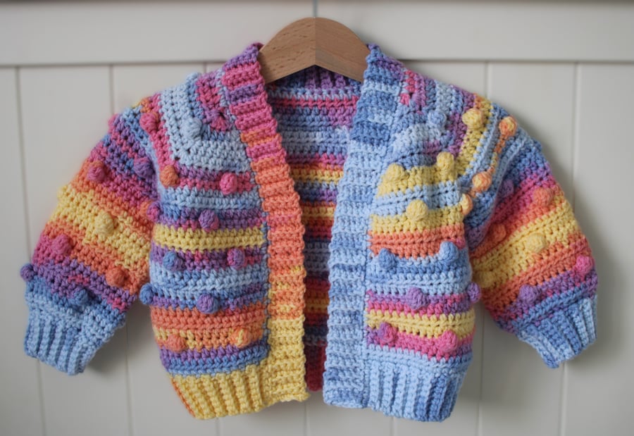 Bobble Cardigan - Bright Colours - Baby to Child Girl Sizes - MADE TO ORDER