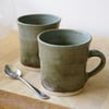 For ClarkJewellery - Set of two large blue pottery mugs