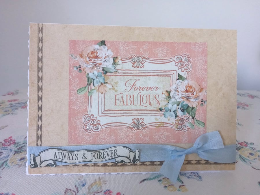 Pretty vintage-style Wedding card - Wedding Treasured Keepsake 