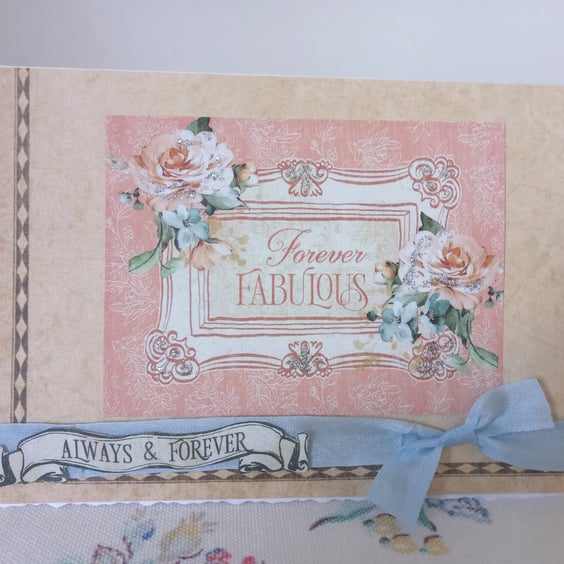 Pretty vintage-style Wedding card - Wedding Treasured Keepsake 