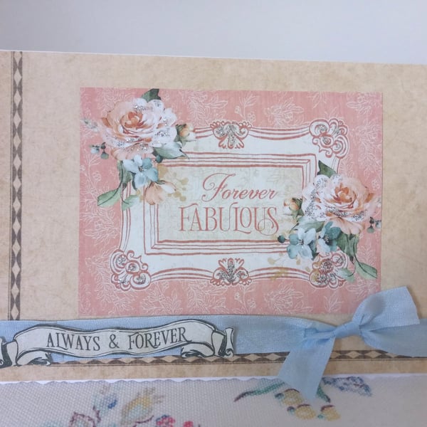 Pretty vintage-style Wedding card - Treasured Keepsake 