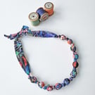 Black Blue Purple Pink & Green Liberty Print Fabric Necklace -Tresco Print E