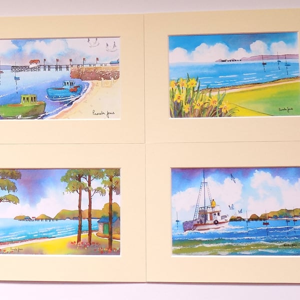 Mumbles, Wales, Watercolour Prints, Set of 4 -  in 8 x 6 Mounts, Great Gift Idea