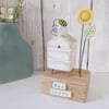 Wooden Beehive With Clay Flower Garden and Bee 'Bee Happy'