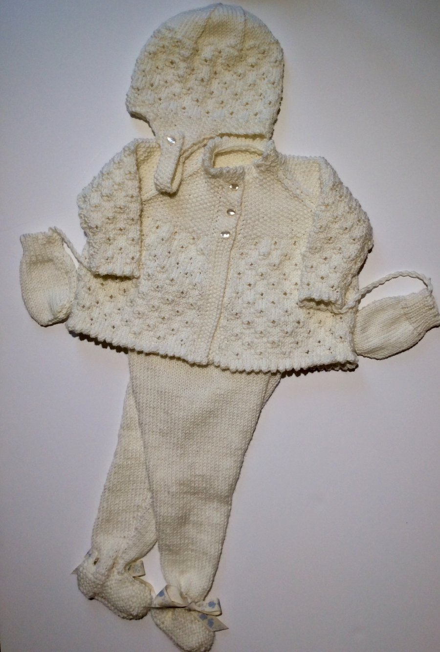 hand knitted luxury pram suit in cashmere blend