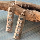 Unique Beatiful Textured Rectangular Spiral Pattern Dangle Earrings Silver 