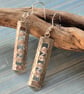 Unique Beatiful Textured Rectangular Spiral Pattern Dangle Earrings Silver 