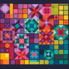 328 - Patchwork Quilt Block Cross Stitch Pattern: Ocean Coral Folk Art (PDF)
