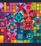 328 - Patchwork Quilt Block Cross Stitch Pattern: Ocean Coral Folk Art (PDF) - Image 1