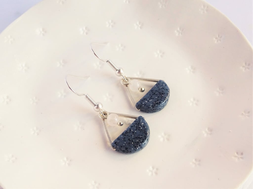 Rose Quartz Drop Earrings, Modern Gemstone Jewellery, Semi Precious Earrings