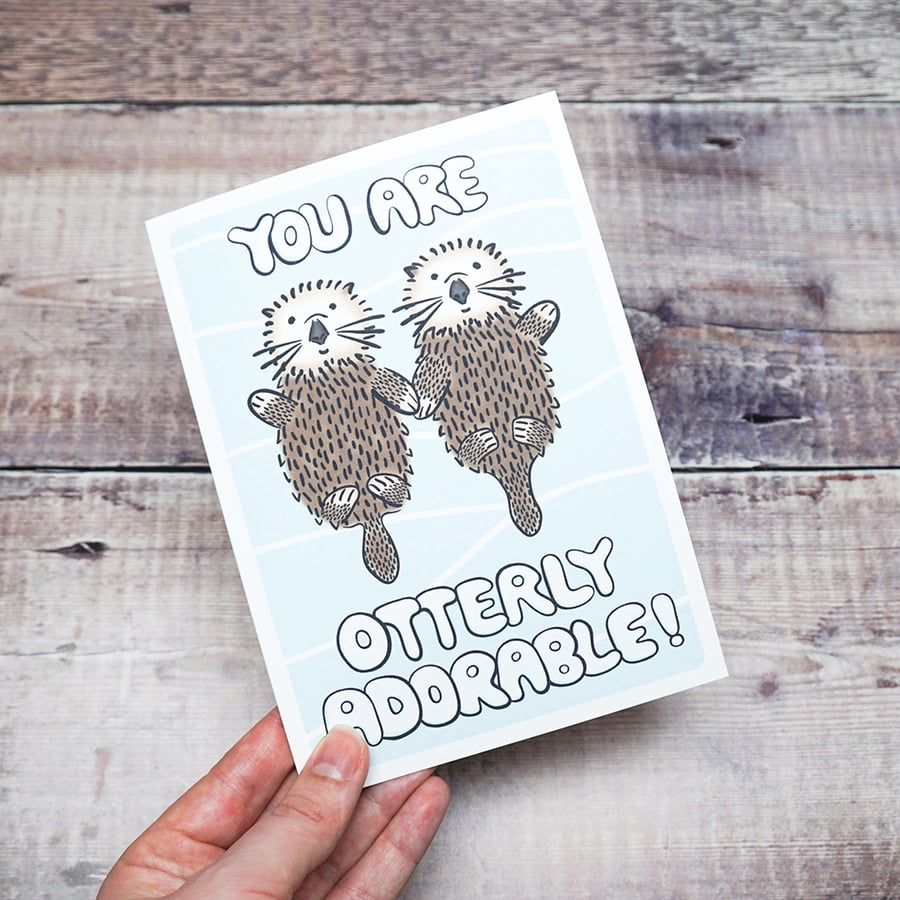 Cute Otter Love Card - Happy Anniversary or Valentine's Day Greetings Card