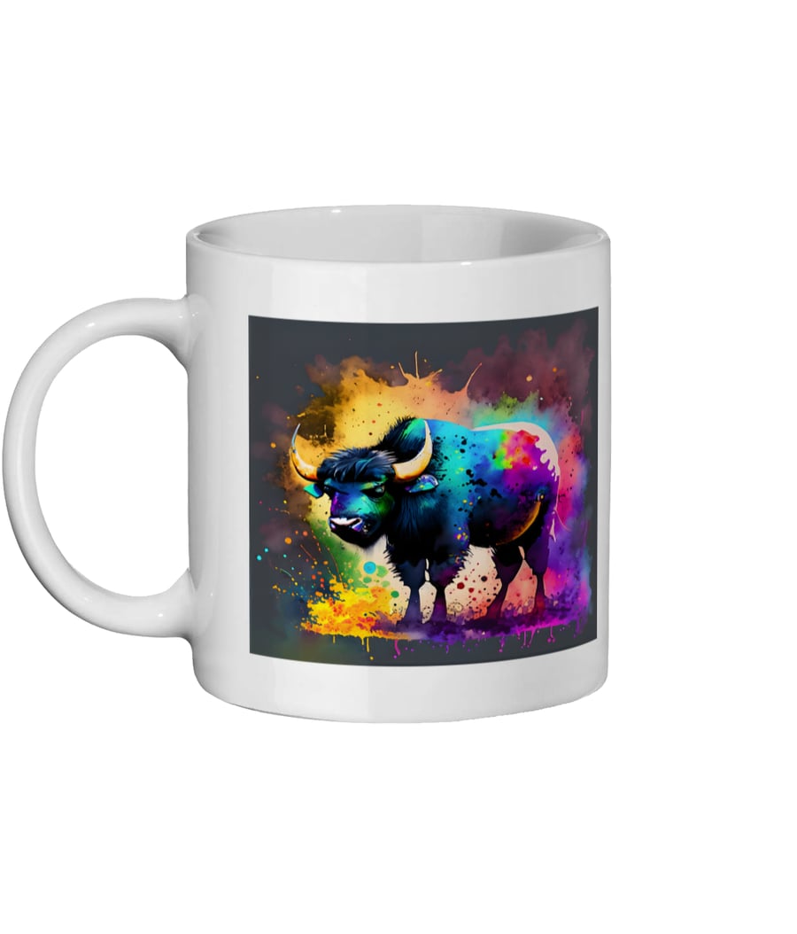 Watercolour Buffalo 3 - Double sided, Bright, Vivid Wildlife Mug