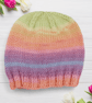 Baby Girl Hand Knitted Beanie Hat, Pastel Stripes, Newborn Gifts, Winter  - Image 2