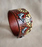 Handmade Leather Bracelet with a Surreal Design. Dolphins and Sunflowers - Image 2