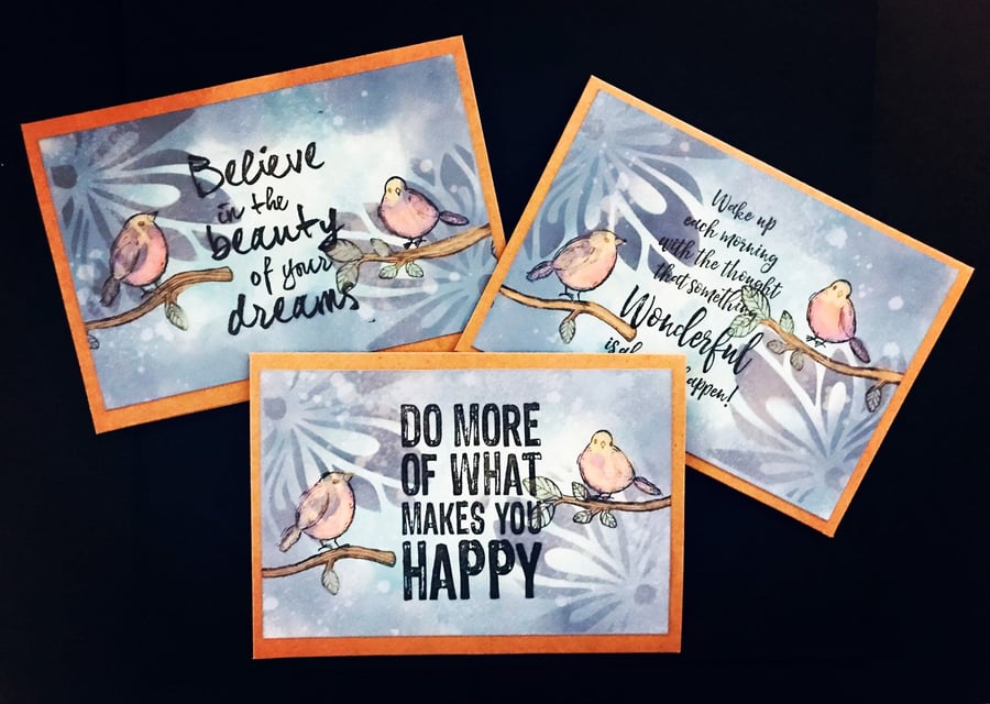 Set of 3 Notecards "Quotes to inspire & motivate" 