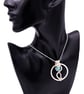 Turquoise beaded wire wrapped circular pendant - Image 2