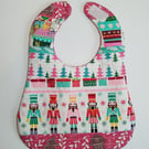 Baby's first Christmas, Patchwork and quilted bib, reversible bib, Xmas bib