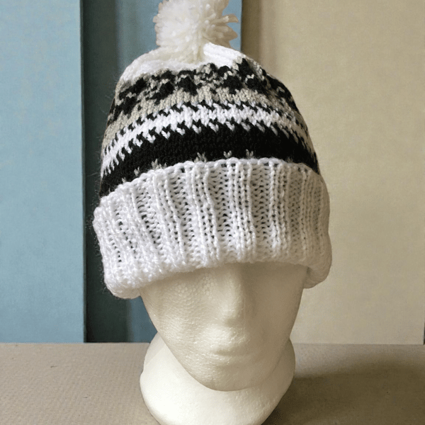 Handknitted woolley patterned hat