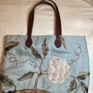Luxury linen mix embroidered bag. One off