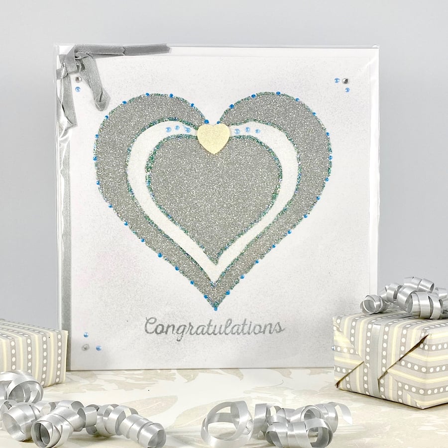 25 Silver wedding anniversary card - congratulations 25th