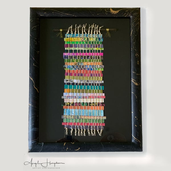 Mixed Media Artwork - Warp and Weft Scroll - Marbled Paper Wrapped Frame