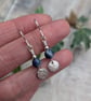 Blue Sodalite and Silver Leaf Disc Earrings - JBJ1126