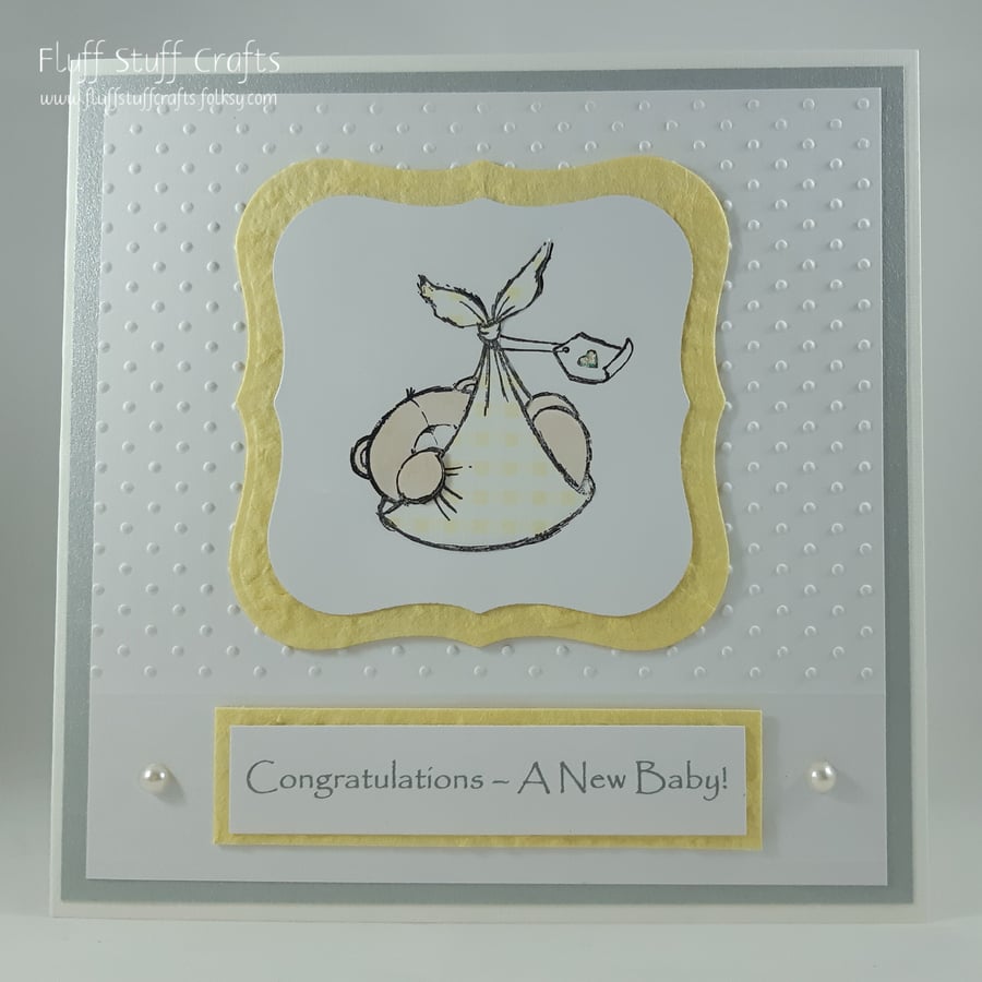 Handmade gender neutral new baby card