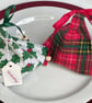 2 Christmas place markers or gift holders for little gifts. Holly & tartan