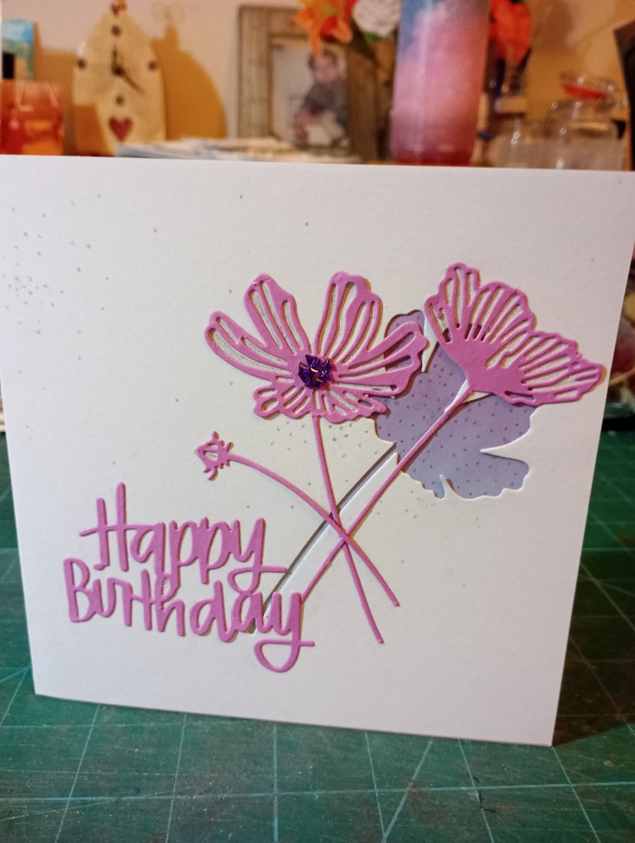 Modern flower birthday card 