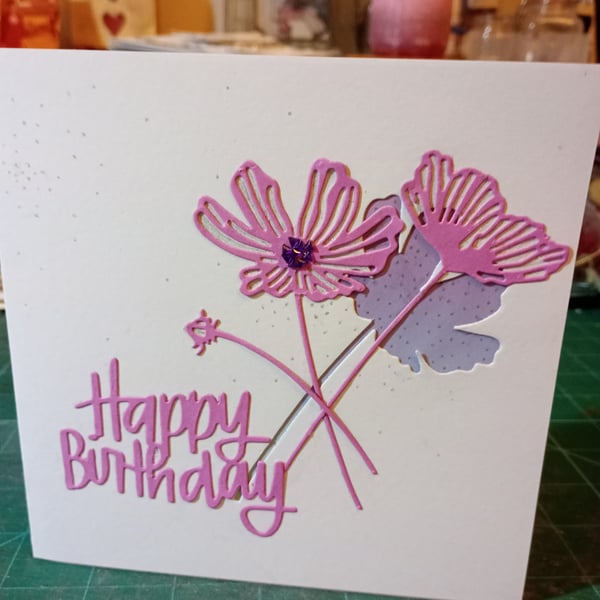 Modern flower birthday card 